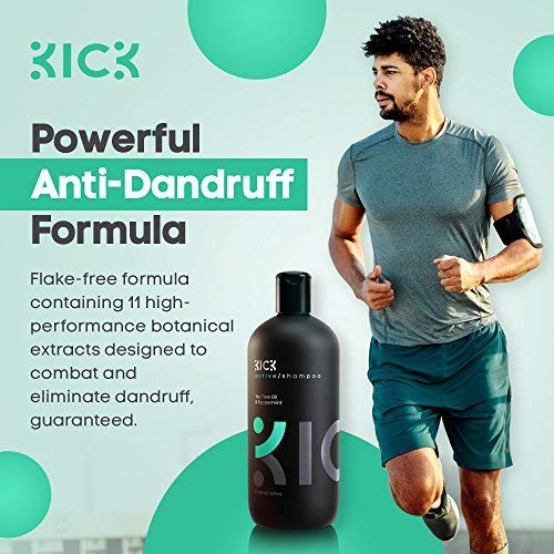 Kick Mens Shampoo - Anti Dandruff Shampoo For Men - Peppermint And Tea Tree Oil Shampoo - Dry Scalp Shampoo For Thinning Hair -