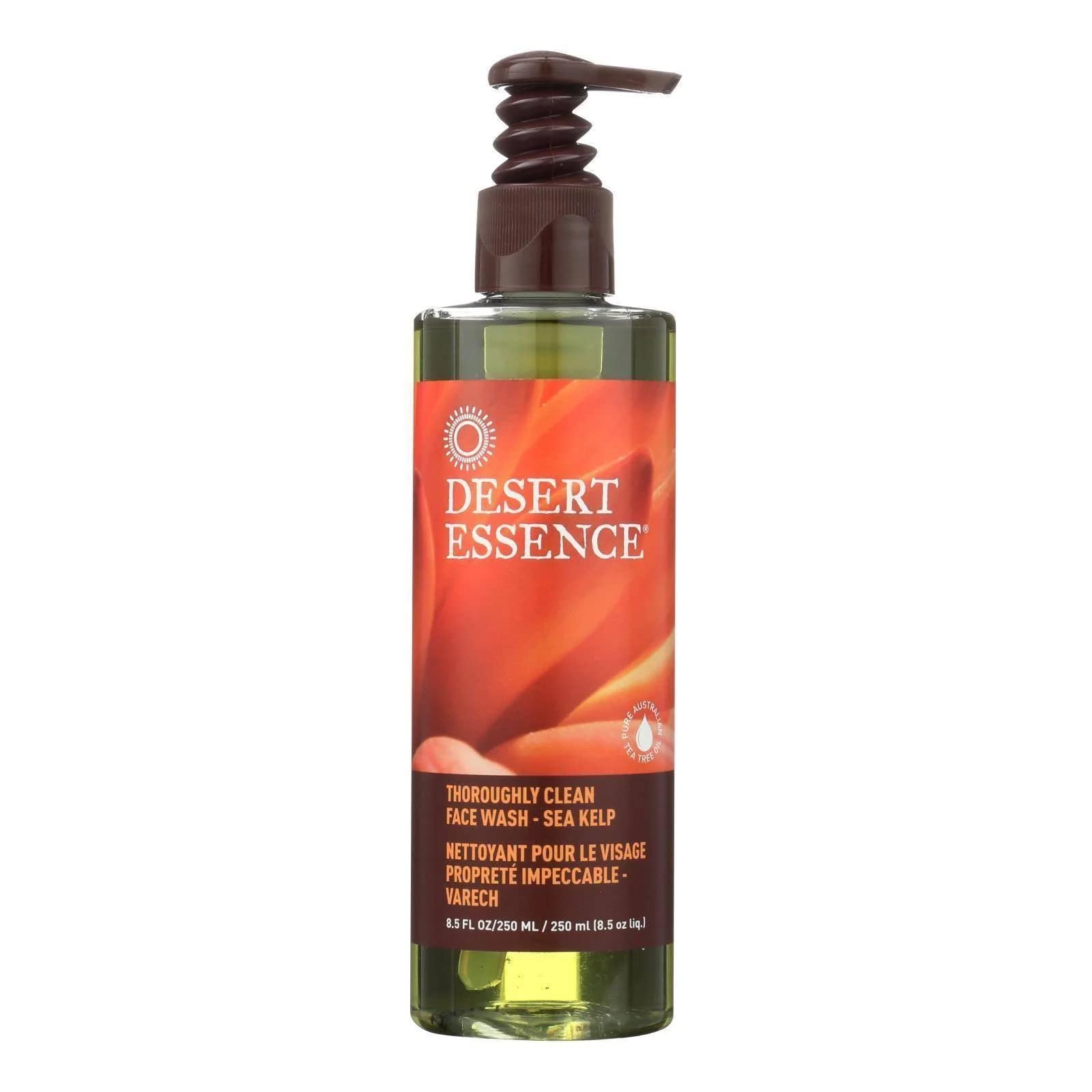 Desert Essence Thoroughly Clean Face Wash with Sea Kelp, Tea Tree Oil, Nourishing Castile Soap, Coconut Oil & More - Gently Remo