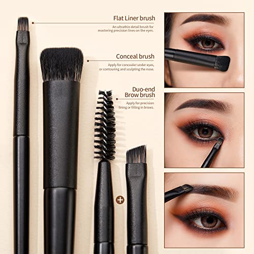 Eyeshadow Brush Set Jessup Eye Makeup Brushes Professional 10Pcs Blending Brush Eye Shadow Liner Brush crease Brush Duo-end Brow