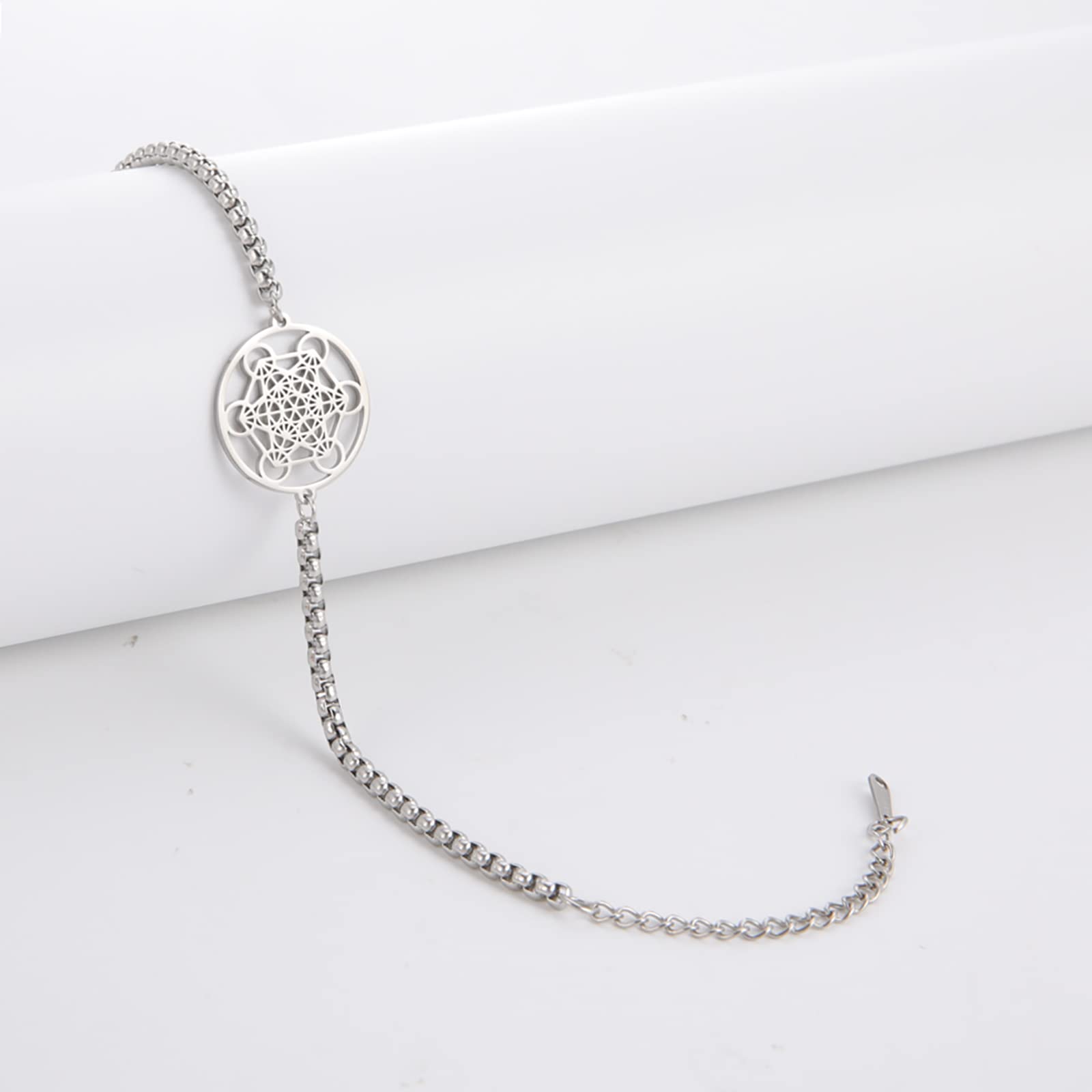 UNIFT Metatrons Cube Bracelet for Women Men Stainless Steel Archangel Metatron Cube Bracelet Sacred Geometry Talisman Jewelry (s