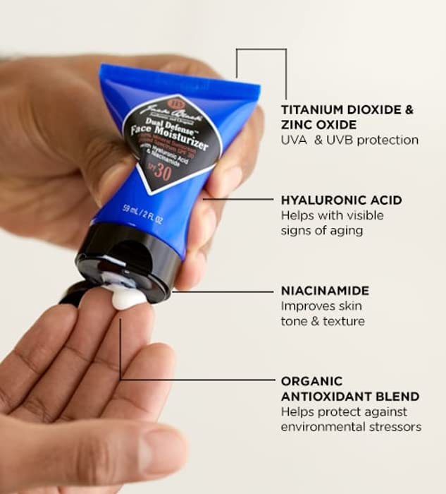 Jack Black Dual Defense Face Moisturizer- 100% Mineral Sunscreen Broad-Spectrum Spf 30