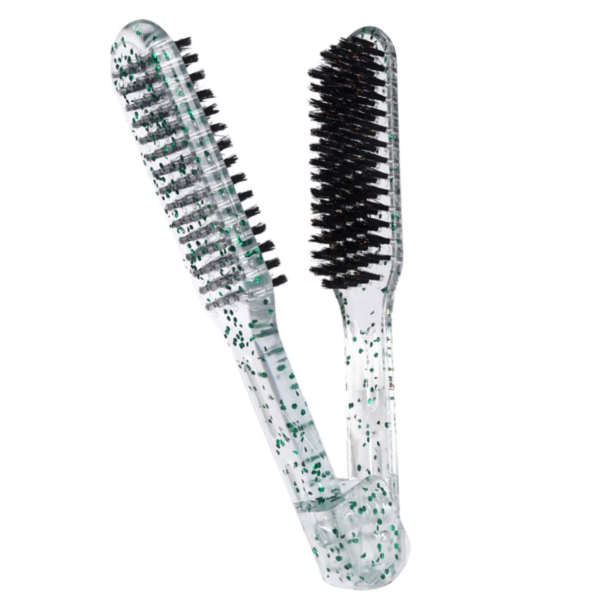 DEARMAMY Clamp Hair Brush Double Sided Detangling Comb for Straightening Salon Shape Design Glitter Finish