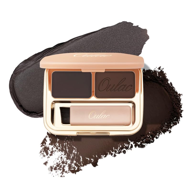 Oulac Brow & Eye Perfect Finishing Compact  Natural Matte With Warm Undertones For Dark Brown To Black Brows, Silky Shading Pow