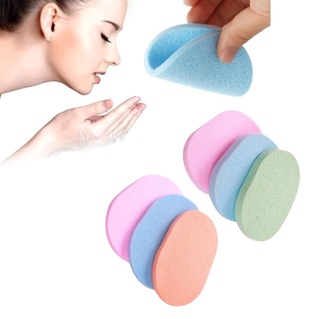Doberyl 8Pcs Face Cleansing Sponge Puff Makeup Washing Pad Deep Cleansing Makeup Removal Sponge Cosmetic Beauty Wet Wipes