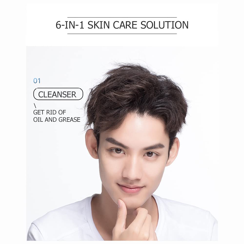 VENZEN Men Control Oil Facial Cleanser Cream Moisturizing Dry Skin Purify Smooth Toner Anti-Acne Anti-Aging 50g/1.76oz