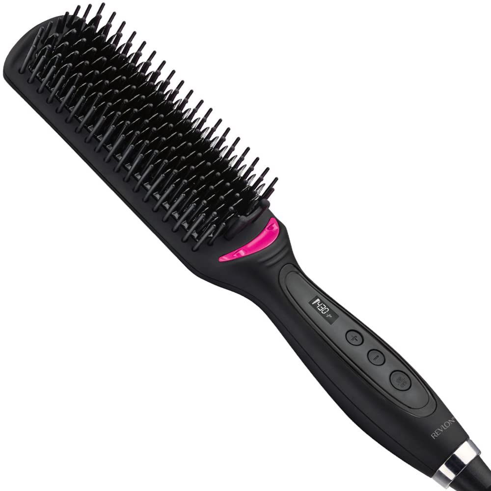 REVLON Salon One-Step Straight and Shine Heated Brush for Visibly Shinier, Smoother Hair | Hair Straightener That Revives Second