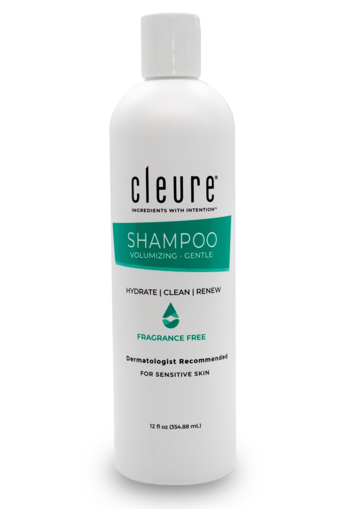 Cleure Hypoallergenic Volumizing Shampoo for Sensitive Skin - Fragrance Free, SLS Free & Paraben Free (12 oz, Pack of 1)