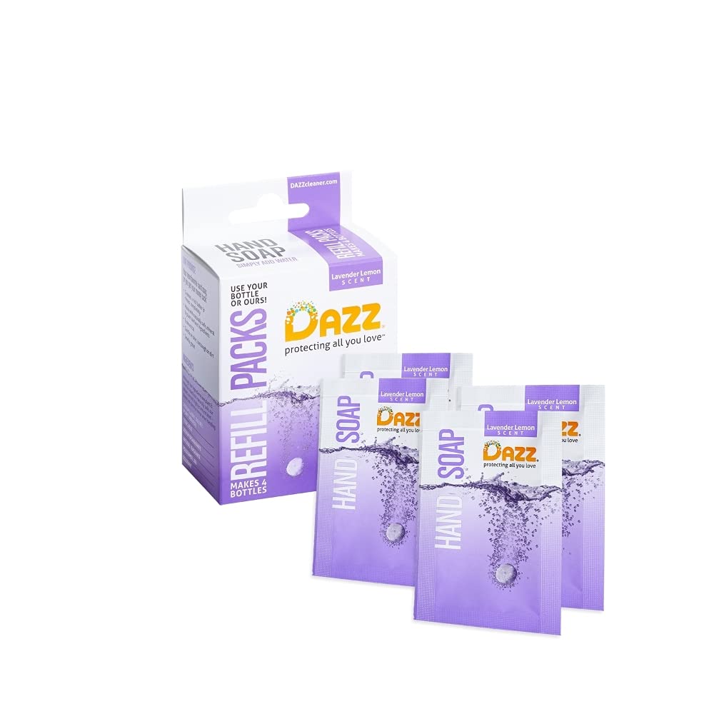 Dazz Foaming Hand Soap Refill Pack - 4 Lavender Lemon Tablets, Naturally Safe & Non-Toxic, Requires Foaming Pump Dispenser