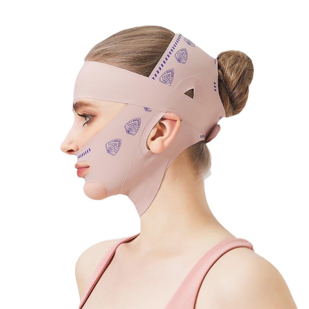 Ecobsy V Line Face Lifting Mask, Double Chin Reducer & Jawline Shaper Belt, Adjustable Face Slimming Strap For Firming & Tighten