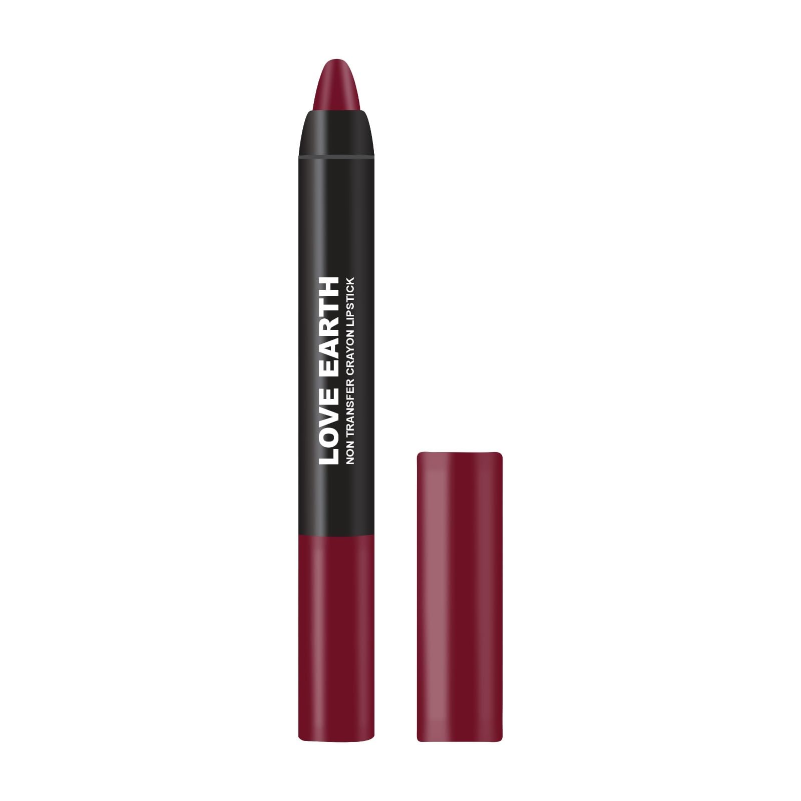 Love Earth Non-Transfer Crayon Lipstick-Butterfly Bush | Lightweight & Longlasting, Smudge Proof, Transferproof, Matte | Up To 1