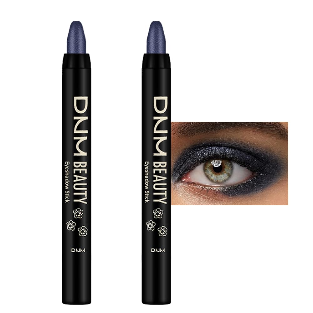 Kaely 2Pcs Cream Eyeshadow Sticks Set For Eyes Waterproof,Midnight Blue Shimmer Eye Shadow Stick Pencil Pen Bulk Sombras En Crem