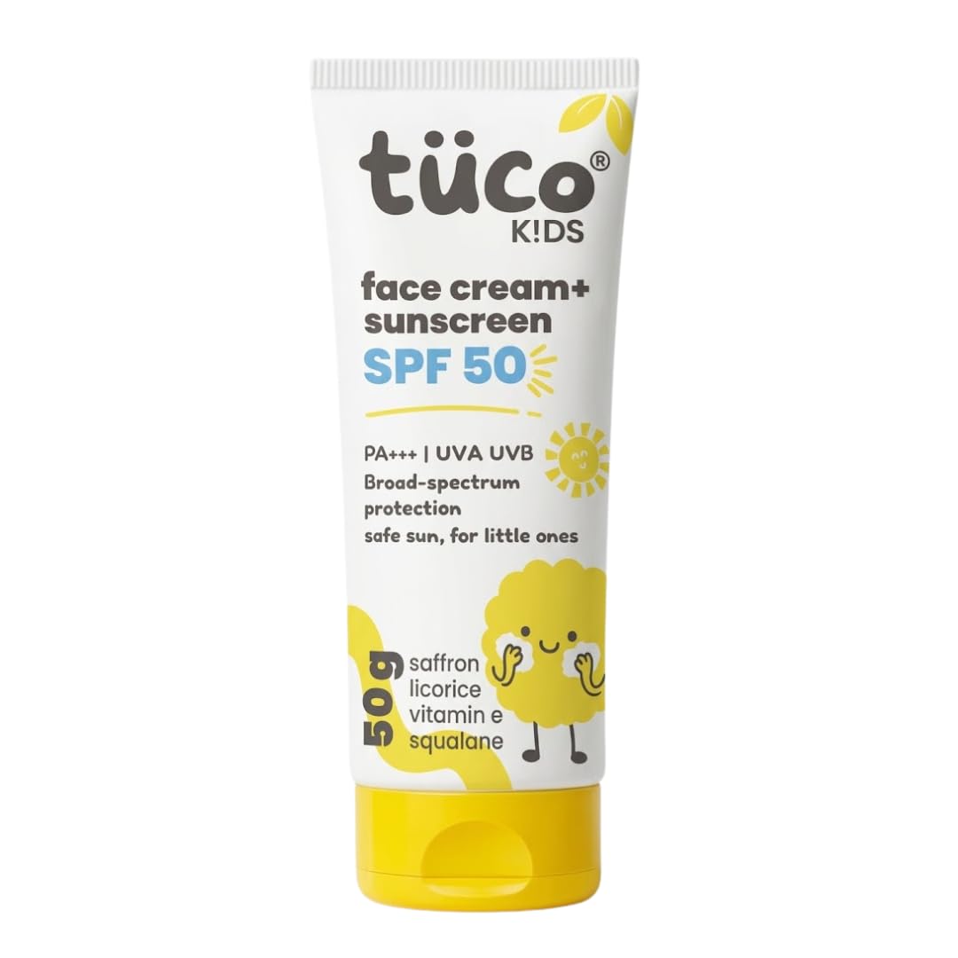 Tuco Kids 2 In 1 Face Cream + Sunscreen Spf 50 With Saffron Oil | Uva/Uvb Pa++++ | Broad Spectrum Protection | Benzophenone 3 A