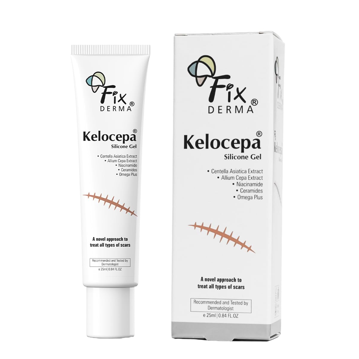 Fixderma Kelocepa Silicone Gel For Scars With Allium Cepa, Niacinamide & Omega Plus | Fades Surgical, Injuries, Burns & Acne Sca