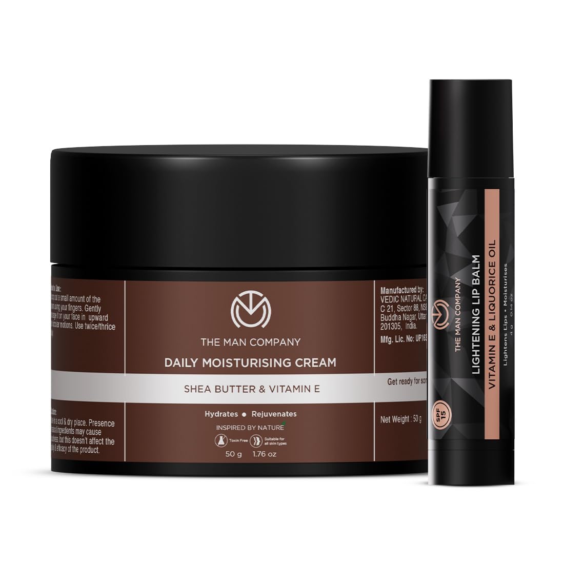 The Man Company NonSticky Daily Moisturizing Cream  50Gm And Lip Balm For Dry And Chapped Lips  4Gm | Moisturizes & Hydrates 