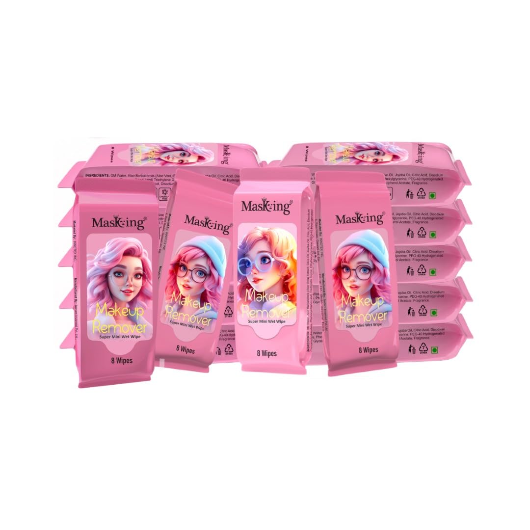 Masking Super Mini Makeup Remover Wipe | Super Mini Size Wipe | Makeup Remover For Face (Pack Of 45 (360 Wipes)