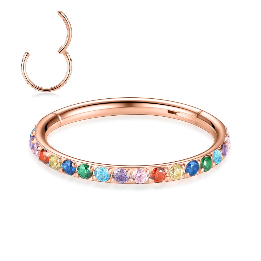 FUNLMO 18G Septum Jewelry Cartilage Earring Hoop 10mm Daith Earrings Nose Ring Hoop CZ Septum Ring Helix Daith Tragus Conch Nose
