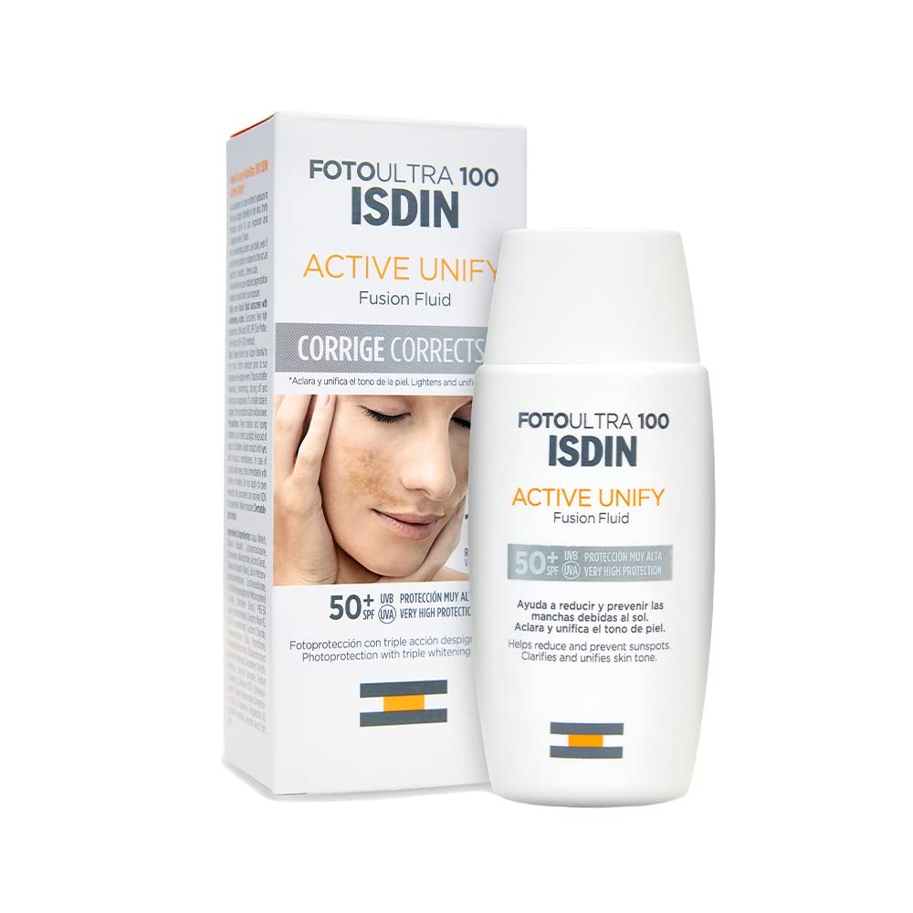FOTO ULTRA 100 ISDIN ACTIV UNIFY FUSION FLUID SPF 50+ 50ML | LIGHTENS & UNIFIES SKIN TONE | DAILY SUNSCREEN FOR DARK SPOTS, PIGM