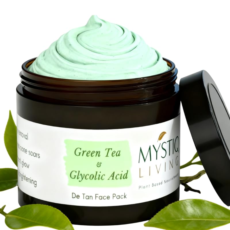 Mystiq Living Face Pack For Anti Acne Pimple Tan Removal | De Tan Green Tea Clarity Face Mask | Clarifies Skin, Removes Acne Mar
