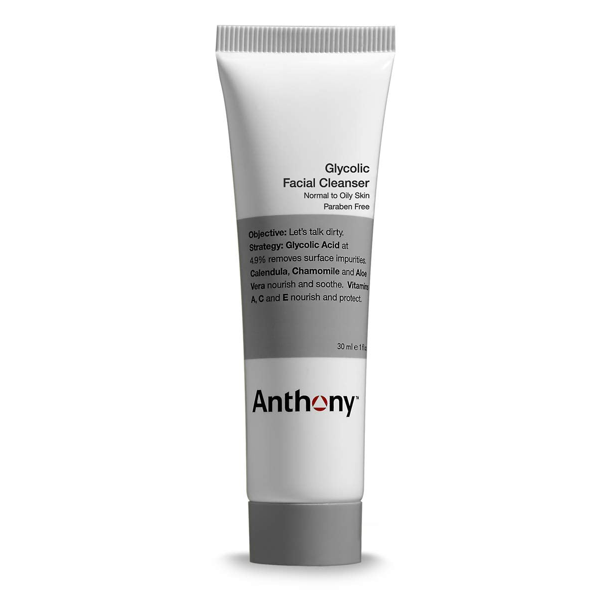 Anthony Glycolic Facial Cleanser for Men  Daily Cleansing Face Wash and Shave Prep  Hydrating, Exfoliating, and Gentle on Sens