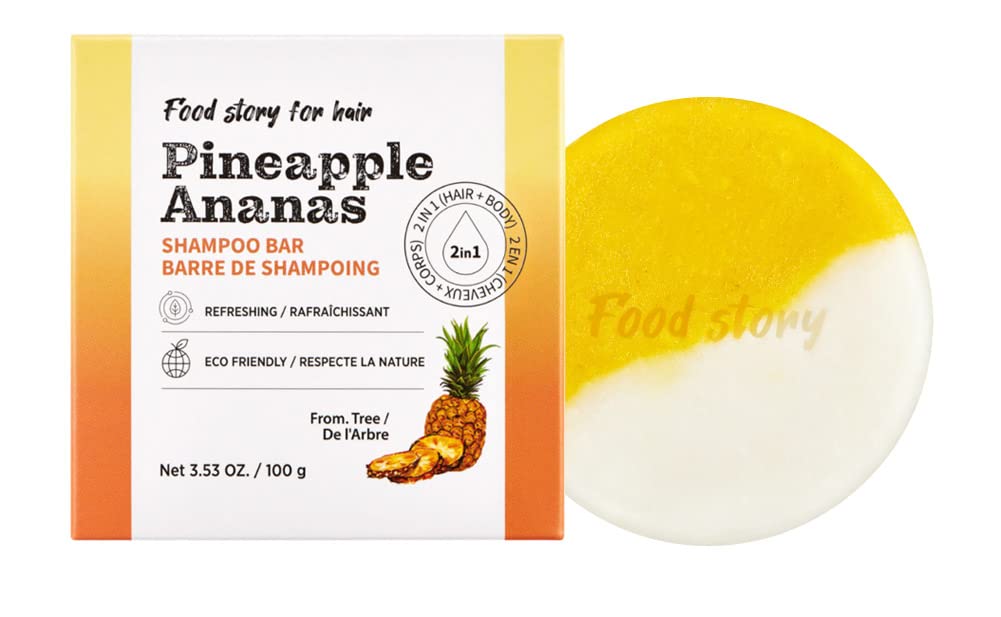 Food Story For Hair Pineapple Shampoo Bar For Oily Scalp And Hair Low Ph Vegan Refreshing Surfate Free Waterless Shampoo Soap Ba