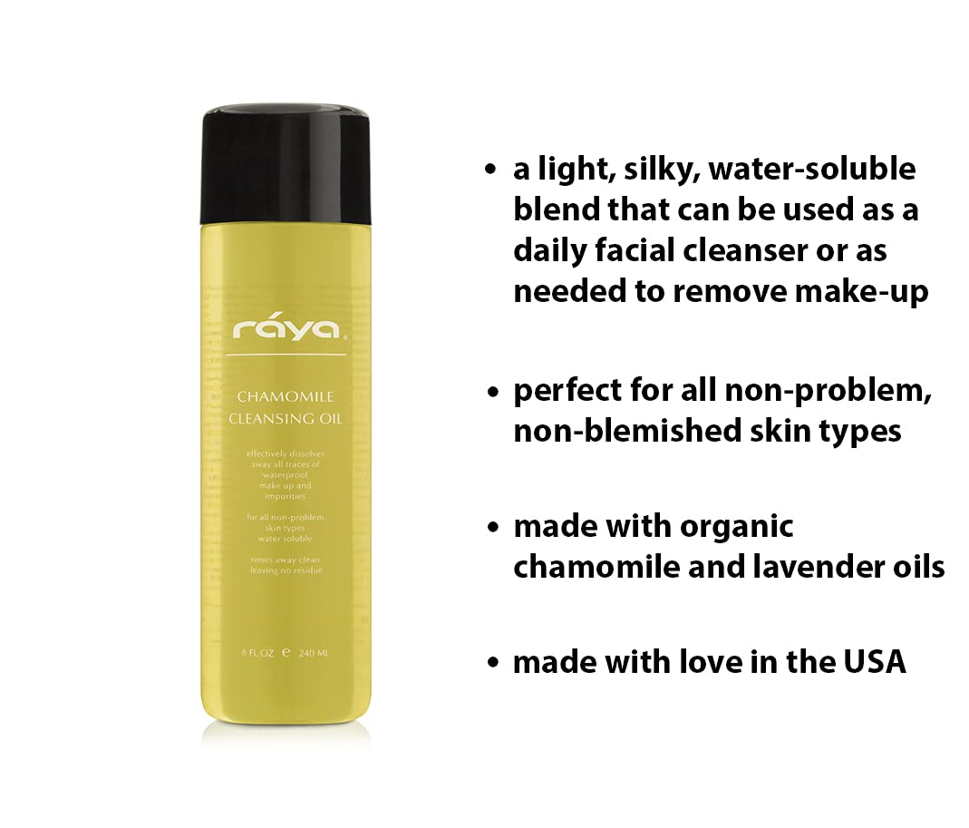 Raya Chamomile Facial Cleansing Oil (154) | Natural And Organic, Water-Soluble Oil Cleanser And Water-Proof Make-Up Remover For