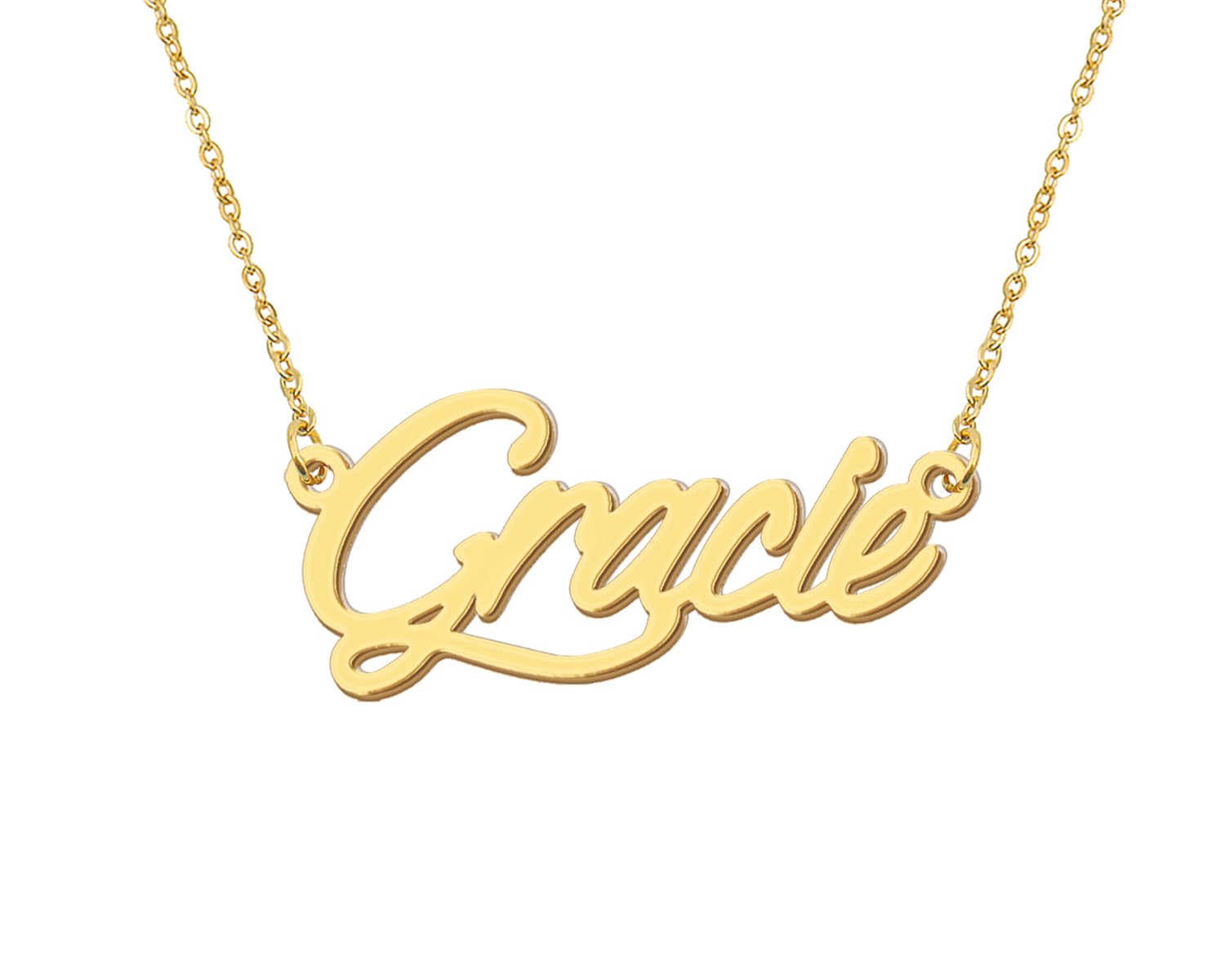 Aoloshow 18k Gold Plated Necklace with Gracie Name Womens Nameplate Necklaces Stainless Steel Jewelry for Valentines Day