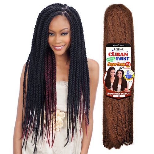 Freetress Equal Synthetic Hair Braids Double Strand Style Cuban Twist Braid 24'' (3-Pack, 1B)