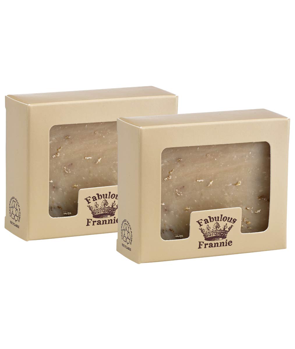 Fabulous Frannie Oatmeal (Unscented) made with olive oil, shea butter Herbal Soap Gift Set 4 Ounce (Pack of 2)