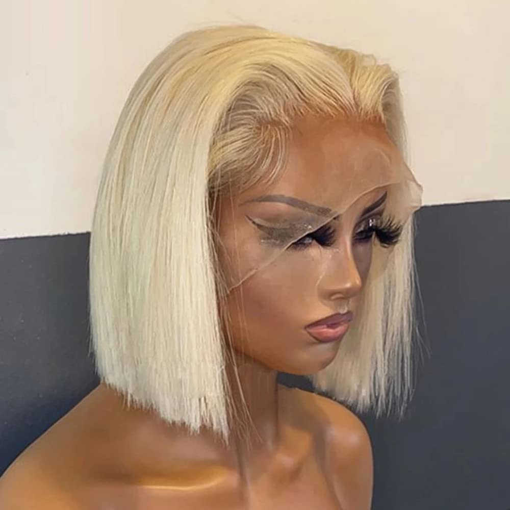 613 Honey Blonde Bob Wig Human Hair HD Transparent 13X4 Straight Frontal Lace Wigs For Black Women 100% Unprocessed Wear and Go 