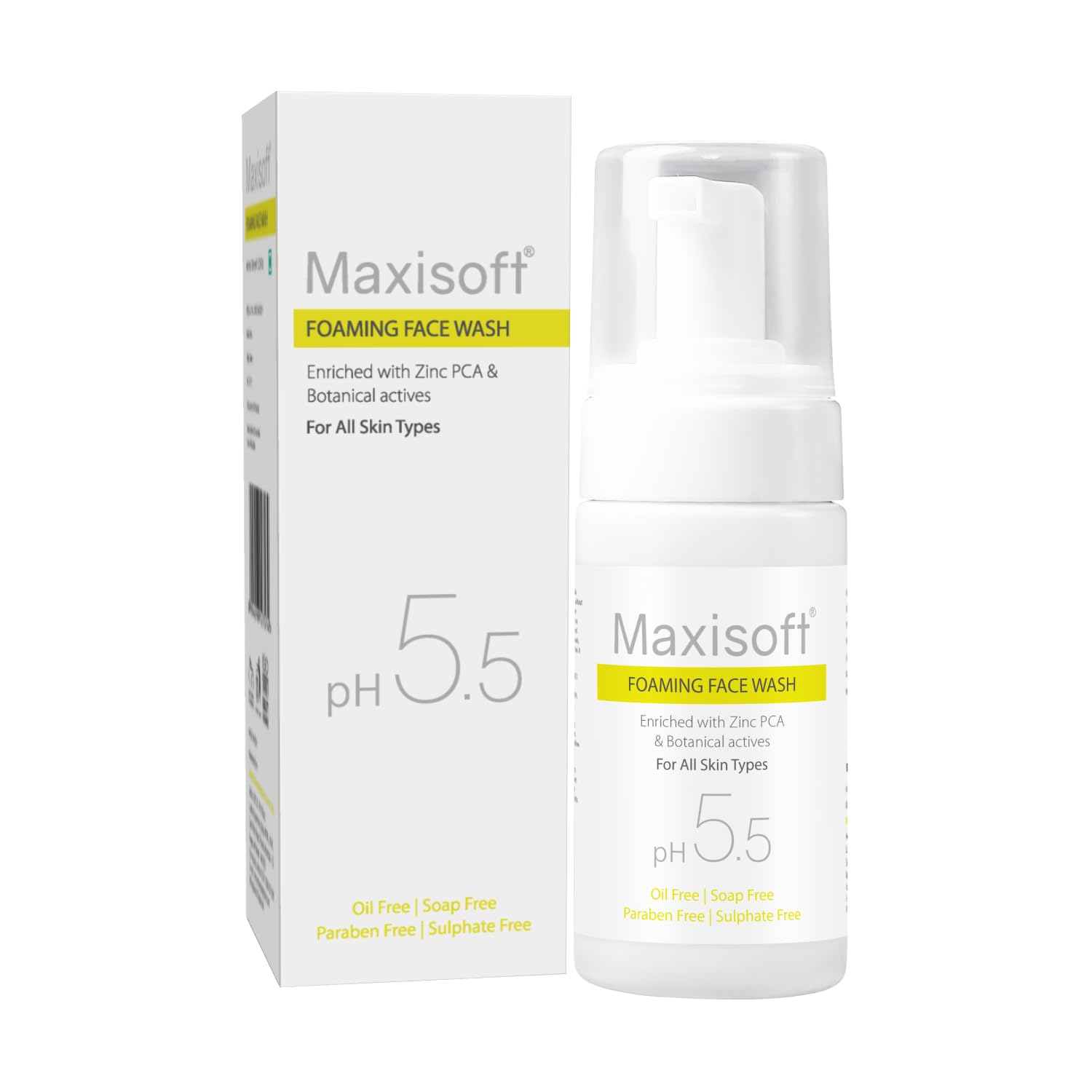 Maxisoft Anti Acne Foaming Face Wash | Zinc Pca + Botanical Extracts | Deep Cleansing, Oil Control & Pimple Care | Ph 5.5 Balanc
