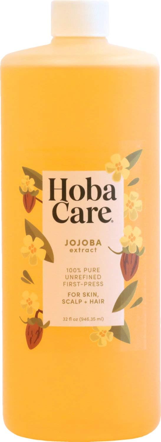 HobaCare Jojoba Oil - 100% Pure, Unrefined Jojoba Oil for Skin & Nails - Moisturizing Body Oil & Face Moisturizer for Dry Skin -
