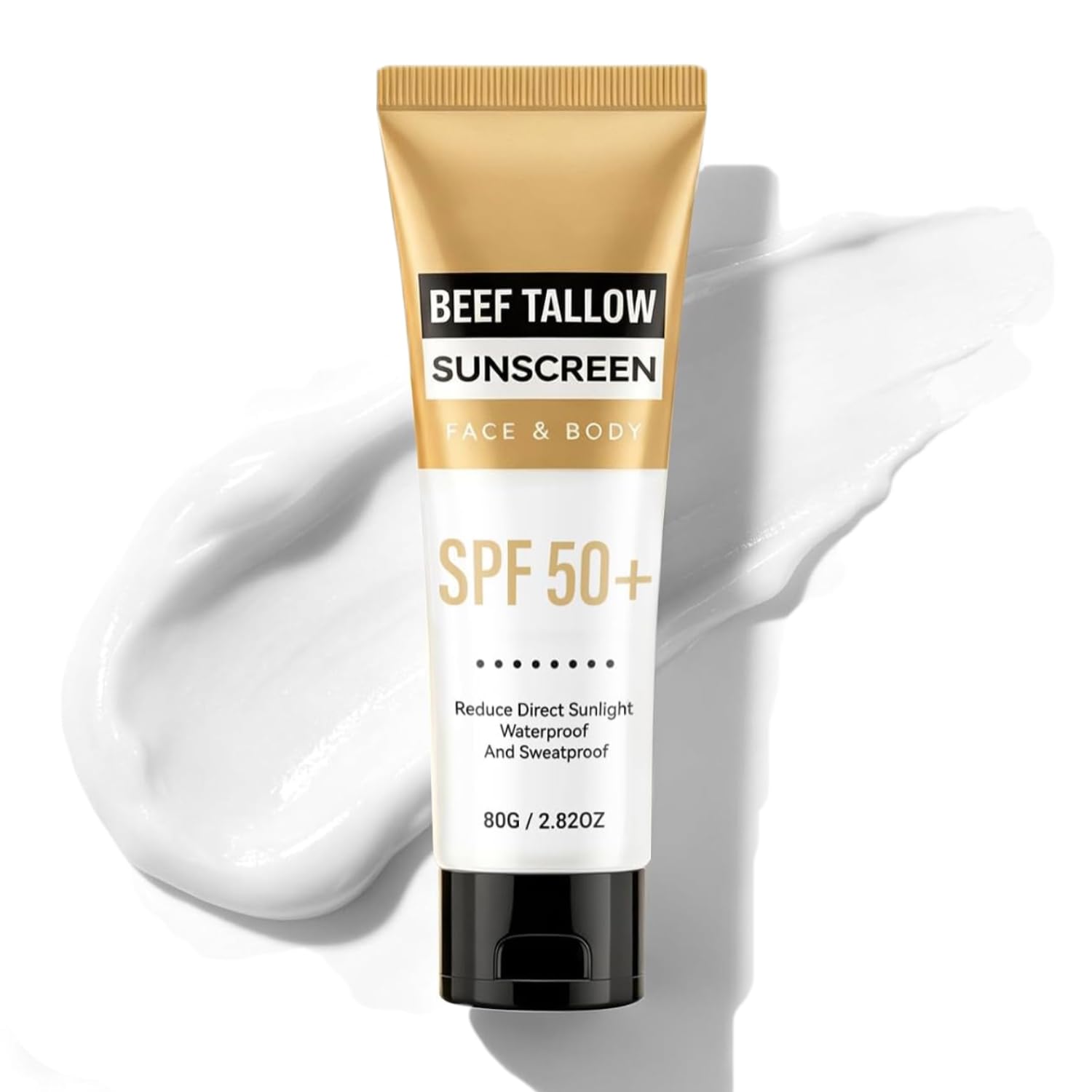 Beef Tallow Sunscreen SPF 50, Daily Facial Sunscreen with Zinc Oxide
