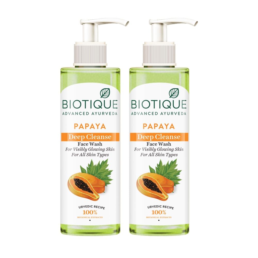 Biotique Papaya Deep Cleanse Face Wash | Gentle Exfoliation | Visibly Glowing Skin | 100% Botanical Extracts| Suitable For All S