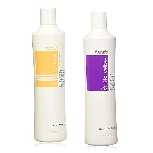 Fanola No Yellow Shampoo & Nutri Care Restructuring Deep Conditioner 11.8 oz / 2pk - Anti Brass Depositing Purple Shampoo Toner