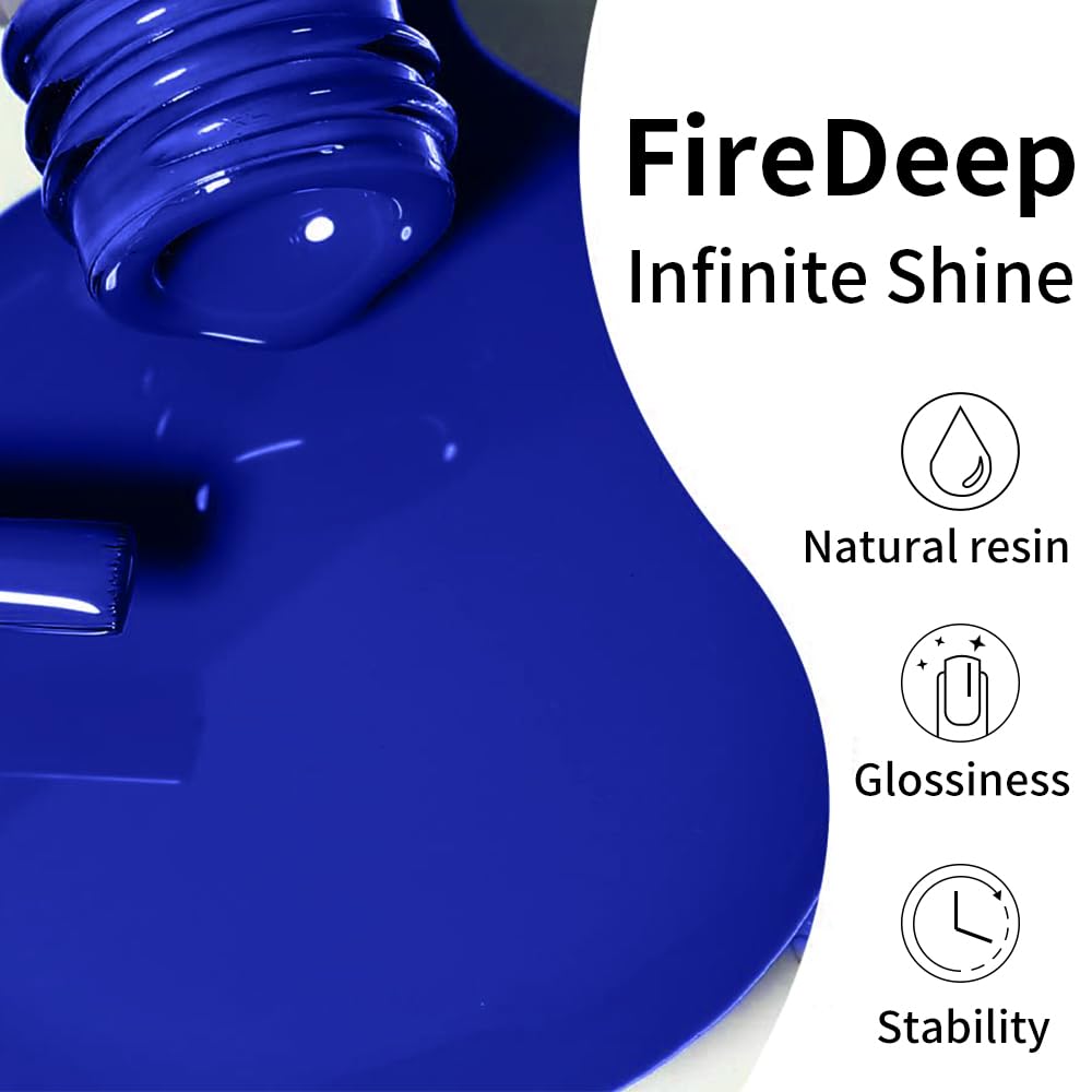 Firedeep Electric Blue Gel Nail Polish, 0.54 Fl Oz Large Bottle Uv/Led Soak Off Royal Blue Gel Polish For Spring And Summer Part