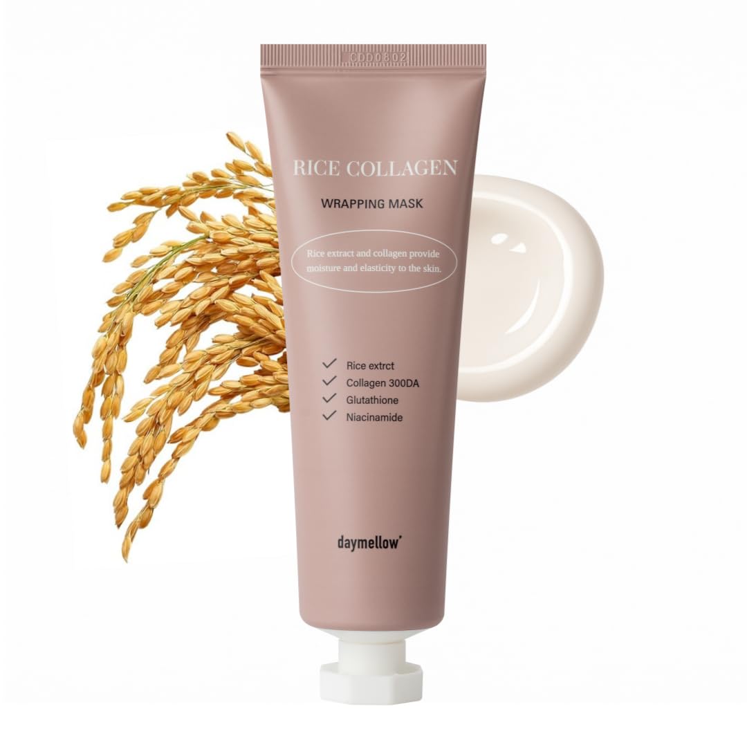daymellow Rice Collagen Wrapping Mask 2.36 fl. oz / 70ml - Korean Peel-Off Facial Mask with Hydrolyzed Collagen, Hydrating & Fir