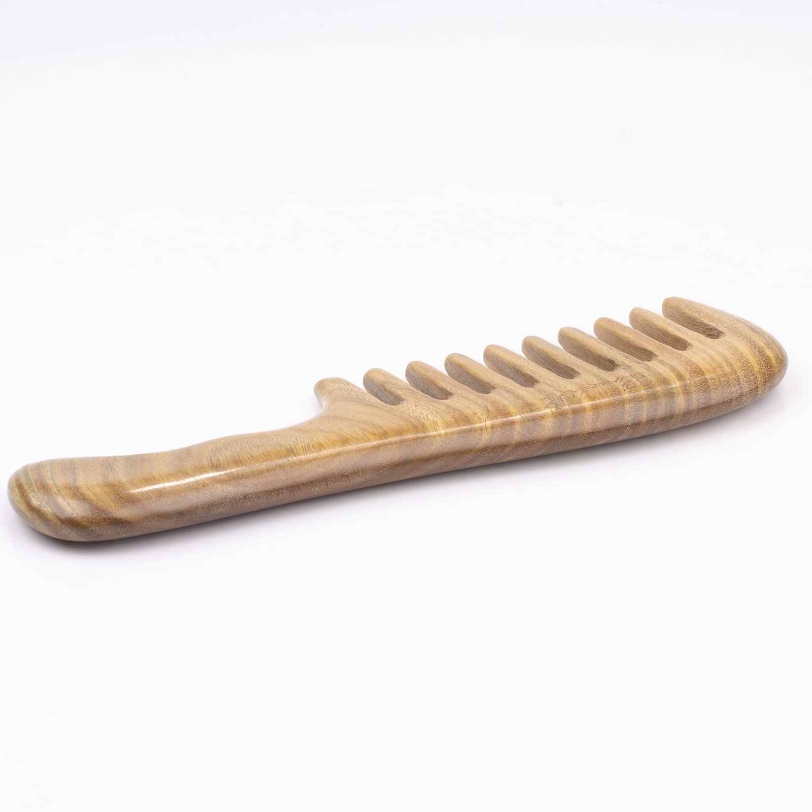 Breezelike Sandalwood Hair Comb - Natural One Piece Wooden Wide Tooth Comb - No Static Seamless Wood Comb For Detangling