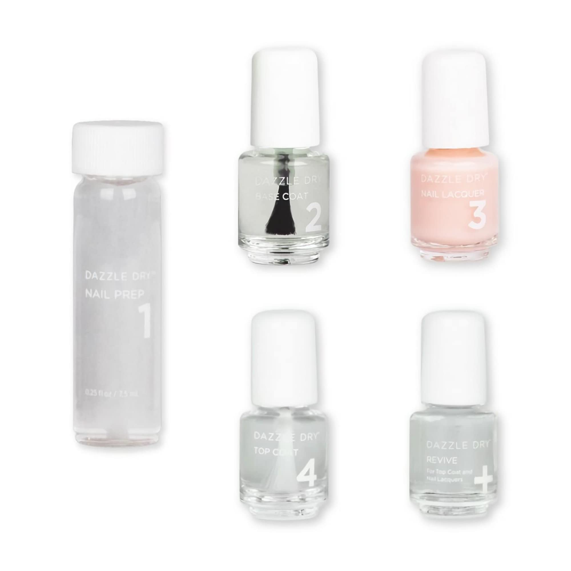 Dazzle Dry Mini Kit 4 Step System - Livin' La Vida Yoga, a soft and pale creamy pink with a hint of diamond dusted shimmer. Semi
