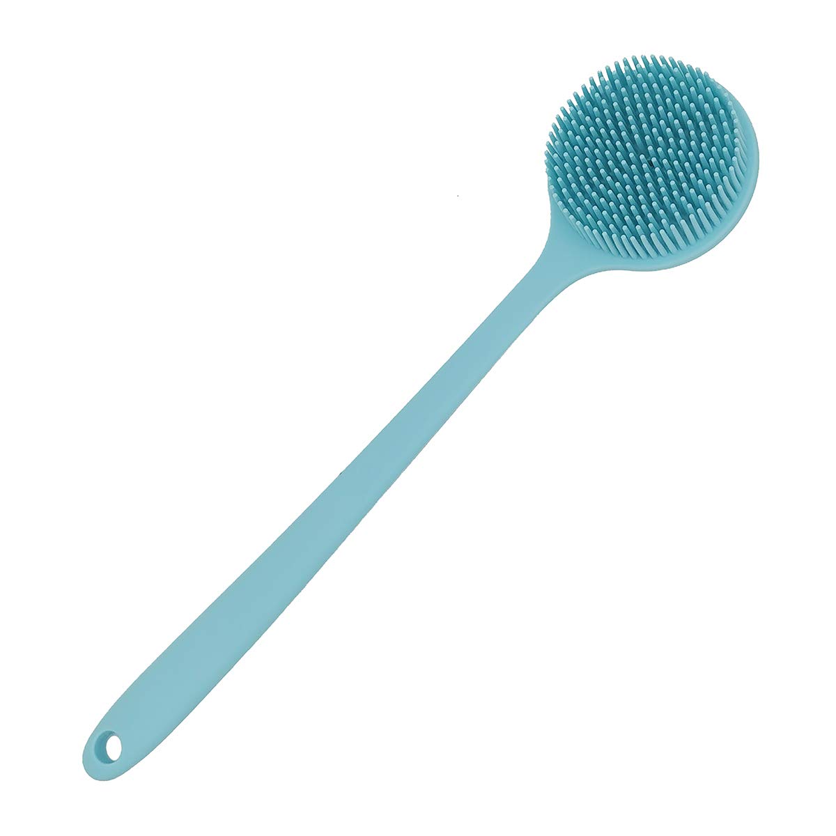 Dnc Soft Silicone Back Scrubber Shower Bath Body Brush With Long Handle (Blue)