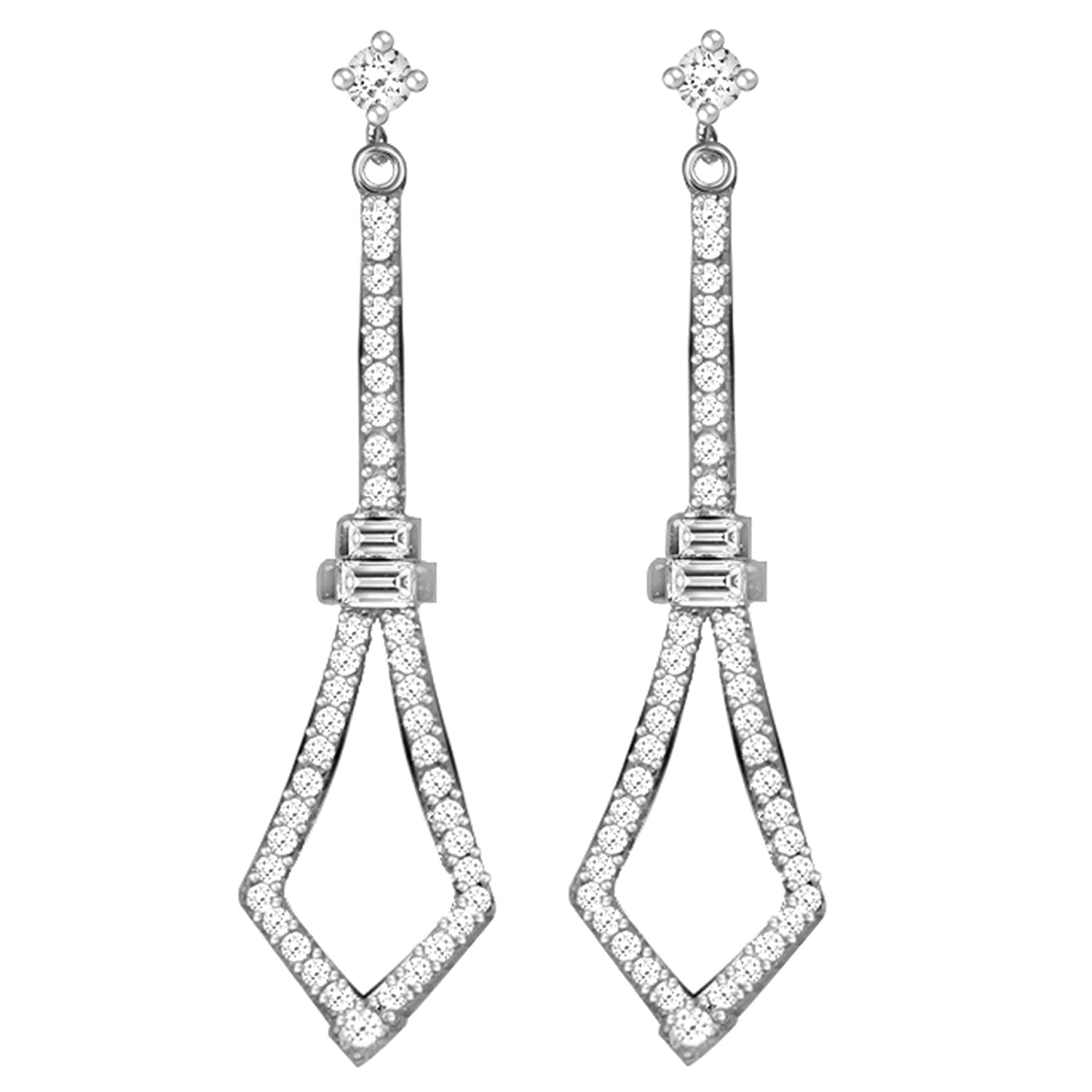 Giva 925 Silver Zircon Studded Speardangling Earrings | Gifts For Girlfriend, Gifts For Women And Girls |With Certificate Of Aut