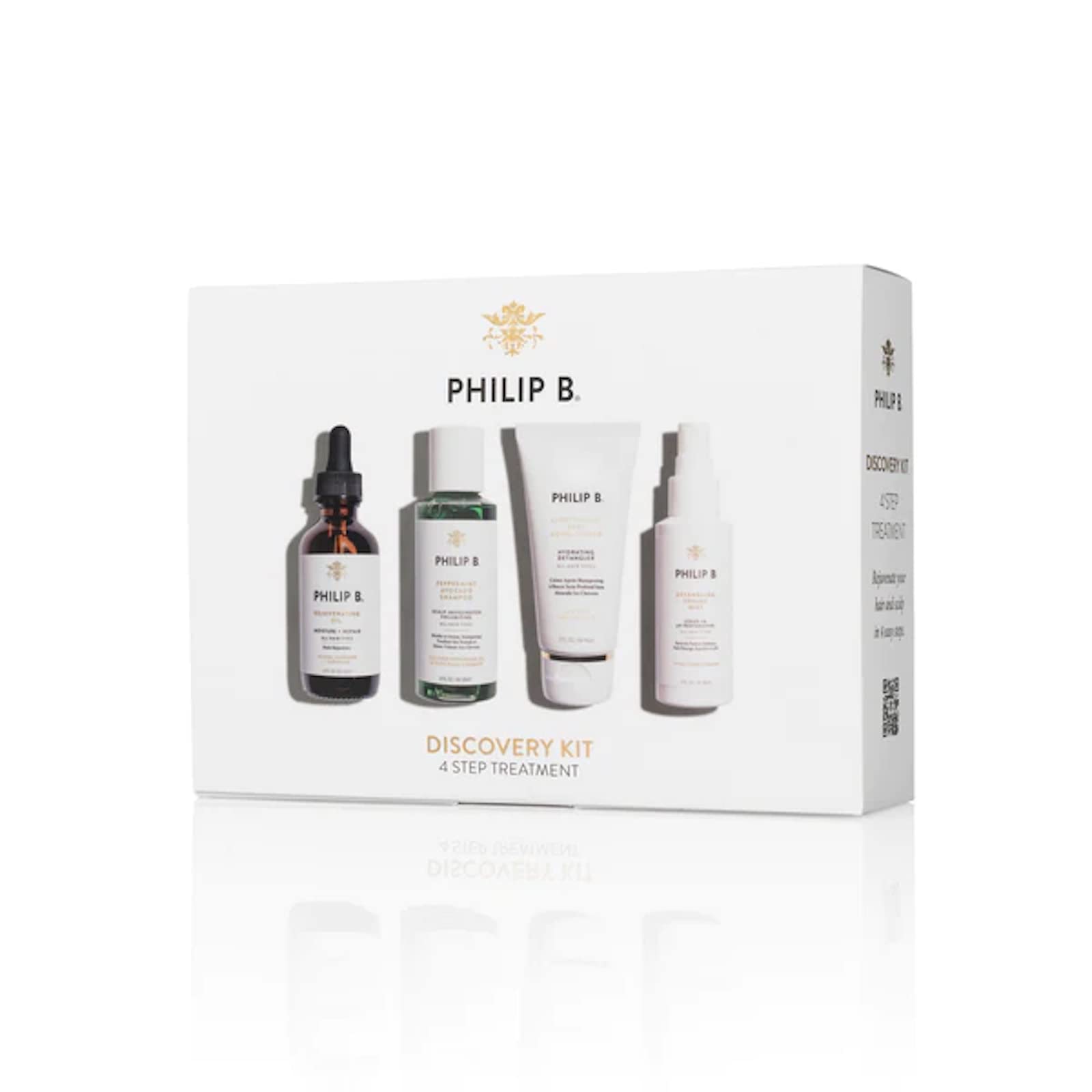 Philip B. 4 Step Discovery Kit - Includes Peppermint Avocado Shampoo, Rejuvenating Oil, Detangling Toning Mist & Lightweight Dee