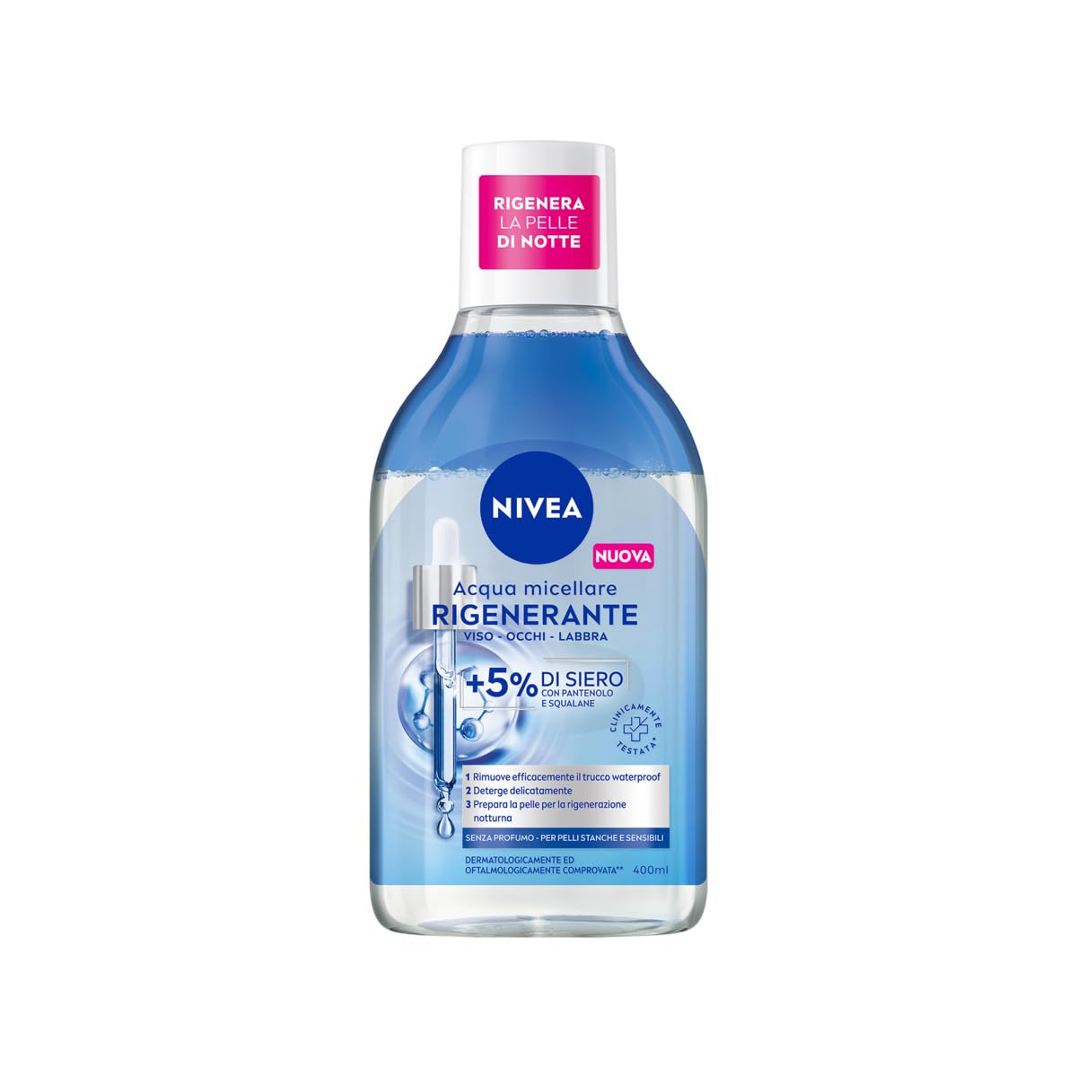 NIVEA Regenerating Serum Infused Micellar Water 400 ml (13.53 fl oz)  Micellar Cleanser with Amino Acid  Gentle Daily Face Cle