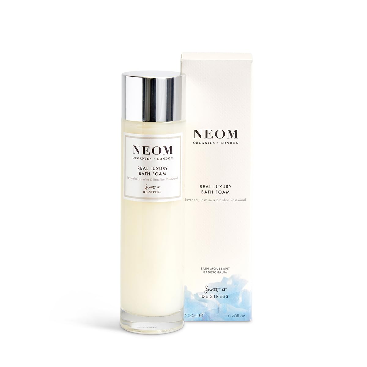 Neom- Lavender, Jasmine & Rosewood Bath Foam, 6.76 Fl Oz | Real Luxury Range | Coconut & Almond Oil | Scent To De-Stress | Vegan