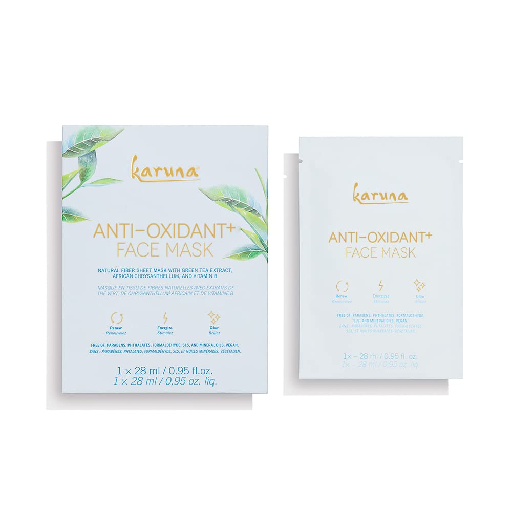Karuna Anti-Oxidant+ Sheet Masks For Revitalized Skin, Moisturizing & Hydrating Face Masks Skincare Essential, Sheet Mask With G
