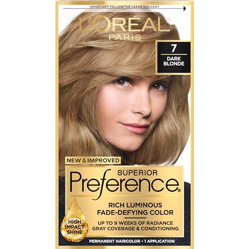 LOreal Paris Superior Preference Fade-Defying + Shine Permanent Hair Color, 7 Dark Blonde, Pack of 1, Hair Dye