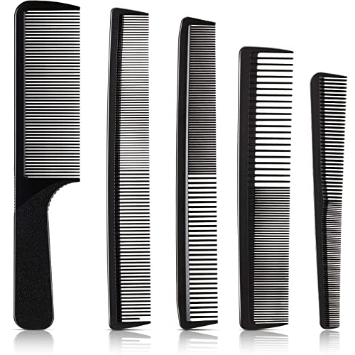 5 Pieces Hair Cutting Comb Barber Comb Hair Styling Combs Fine Teeth Carbon Comb Set Anti Static Heat Resistant Hairdressing Tap