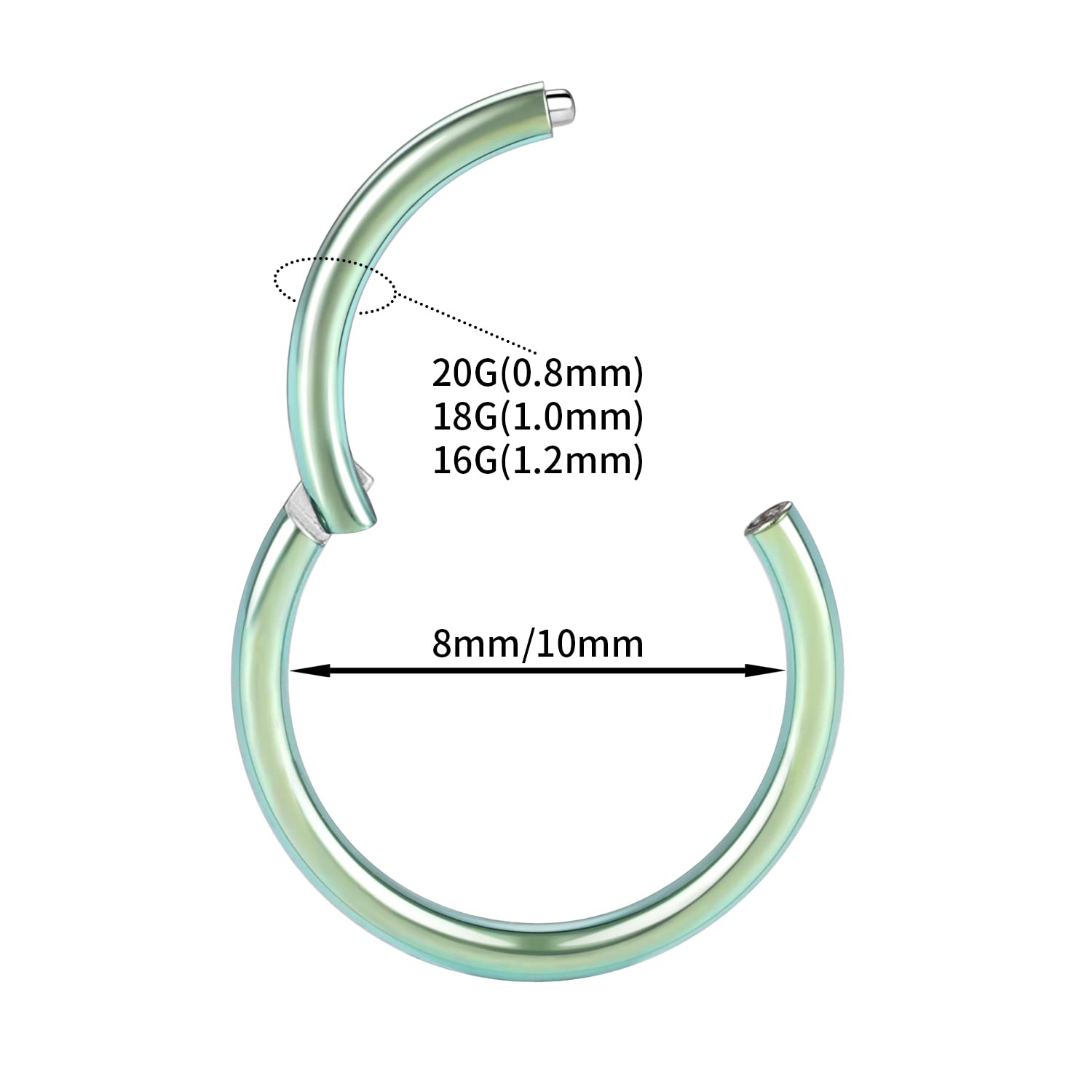 GAGABODY 16g Nose Ring Hoop Earrings Green Nose Hoops 16 Gauge Lip Rings Septum Hoop Seamless Septum Clicker 8mm Septum Ring Car
