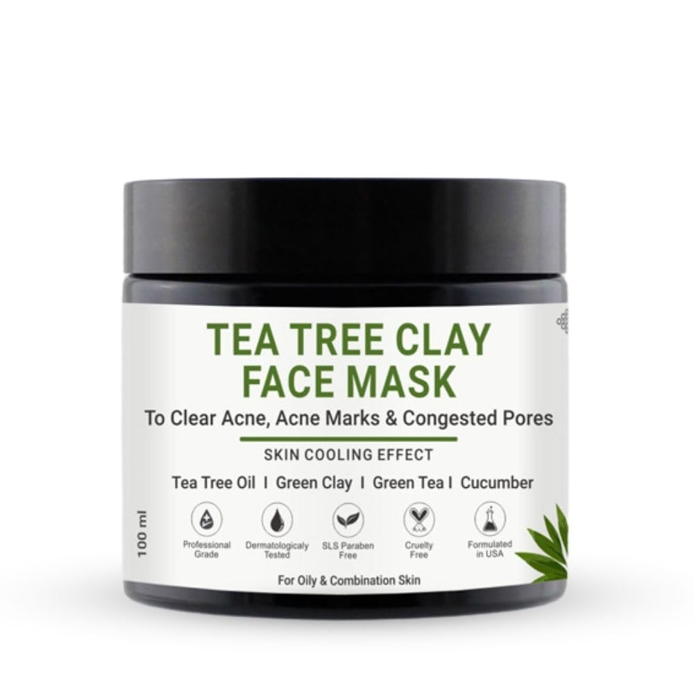 Tea Tree Clay Face Mask With Neem & Cucumber For Acne & Acne Marks | For Women & Men 100 Ml
