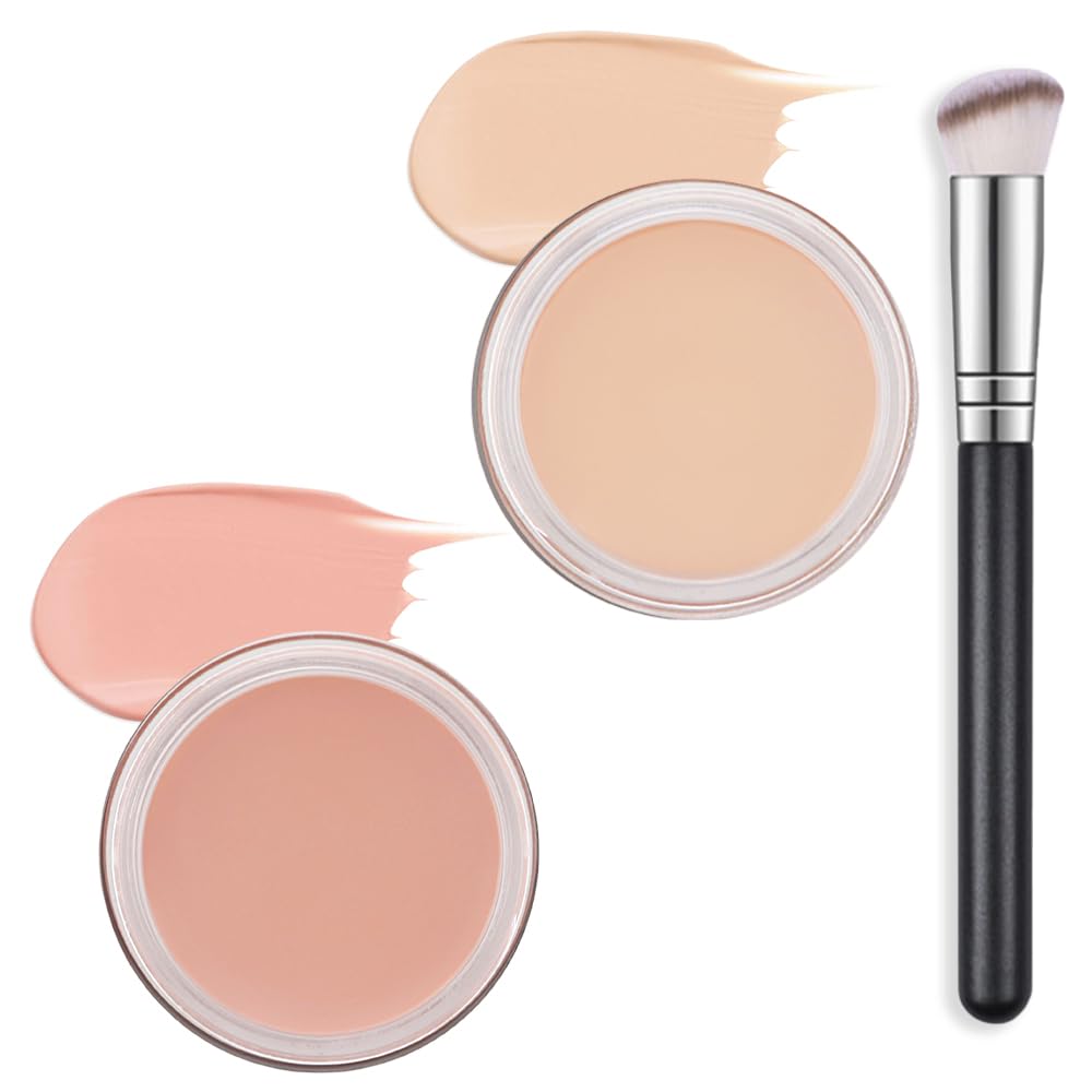 Kaely 2Pcs Pot Concealer Full Coverage Set,Under Eye Brightener Concealer For Conceals Dark Circles,Waterproof Foundation Face M