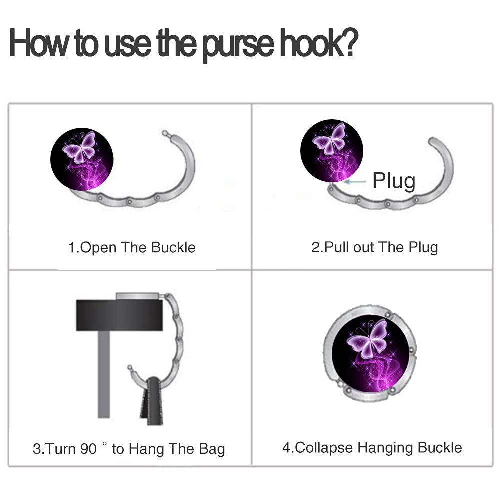 Foldable Purse Hook Womens Bag Table Hanger Collection Desk Hooks for Purse (3pack Butterfly-Hook)